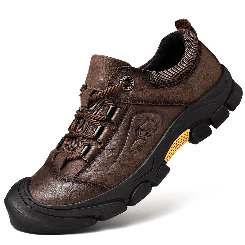 

Мужские походные ботинки из натуральной кожи для отдыха на открытом воздухе повседневные кроссовки 45 темно-коричневого