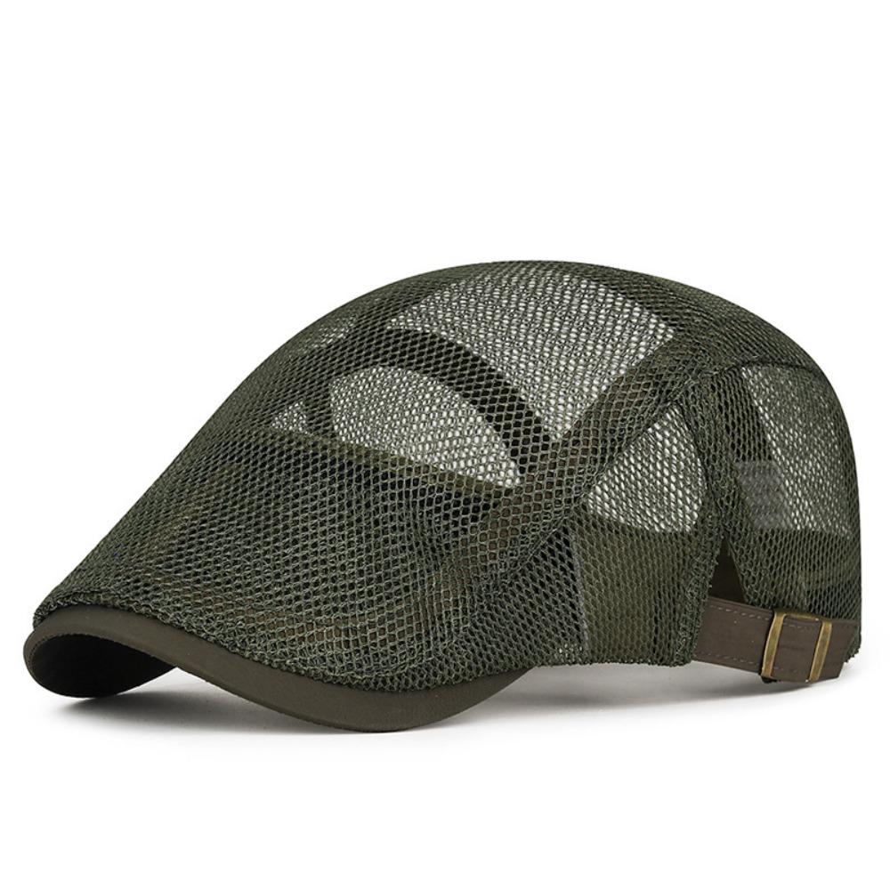 Casual Outdoor Beret Men's Hat Breathable Mesh Forward Cap Spring Summer Adjustable Thin Sun Hats Flat Gorras