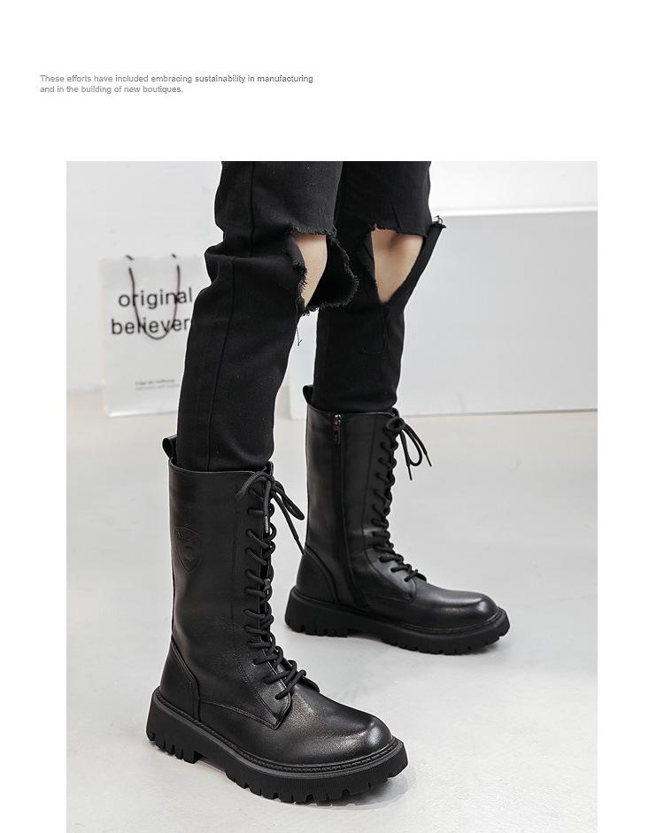 Herren Echtleder Martin Stiefel – Britischer Stil Lässige Ritterstiefel, Coole Motorradstiefel mit dicken Sohlen und Reißverschlüssen.