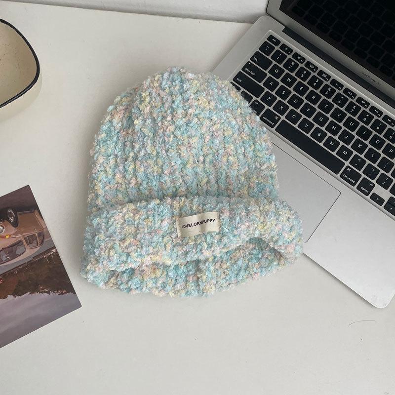 Ice cream color~ solid color soft glutinous women's comfortable autumn and winter warm ear protection wool knitted hat
