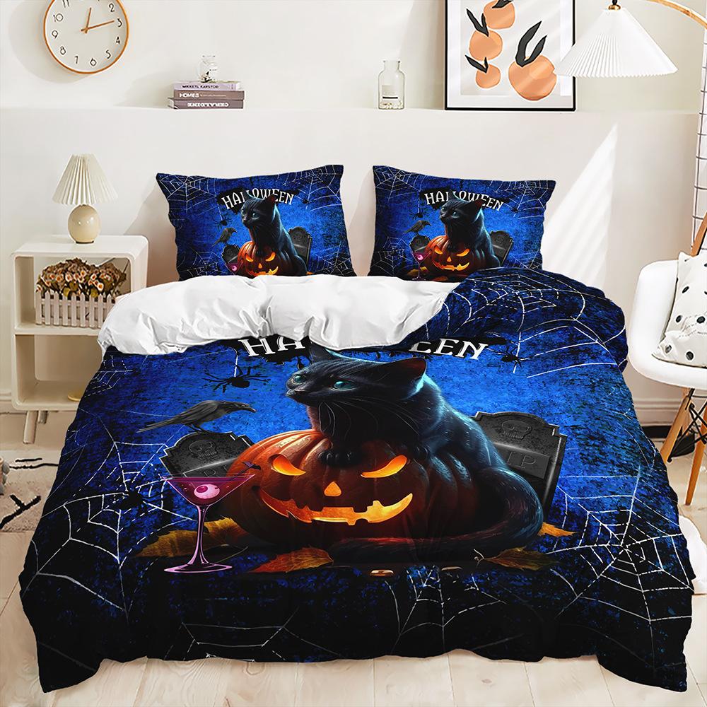 Dreiteiliges Halloween-Quilt-Set Zweiteiliges Bettwäscheset