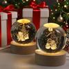 3D Crystal Ball Night Light with Santa Claus Scene USB Powered Glass Lamp Wooden Base Christmas Gift Home Decor for Kids Bedroom