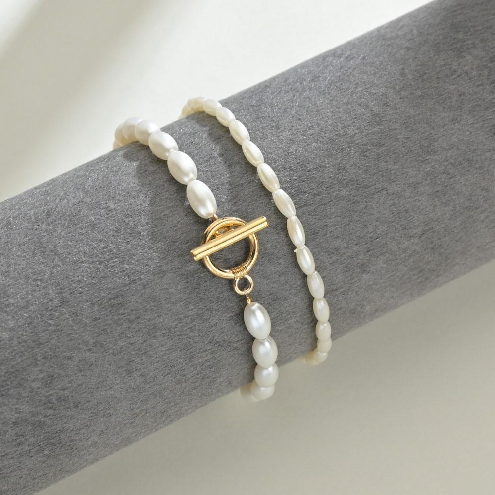 

Богемний, пляжний стиль, багатошаровий браслет на щиколотку, перлина, О-подібна застібка, жіночі двошарові аксесуари-браслети на щиколотку білий