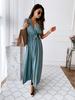 Rochie cu imprimeu cu buline la modă pentru femei Rochie cu bandaj cu fante sexy cu decolteu în V Rochie cu mânecă scurtă