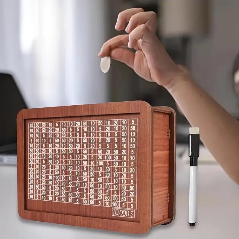 Spardose aus Holz Geldaufbewahrungsbank mit Sparzielzähler Wiederverwendbare handgefertigte Spardose Münzfach Aufbewahrungskoffer