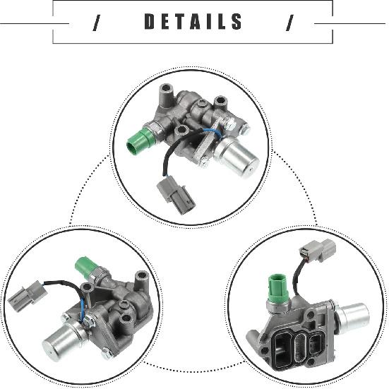 Sestava solenoidového rozdělovacího ventilu Motoforti, pro Honda Civic 1996-2000 Motor D16Y8, Hliníková slitina, s těsněním, 15810P2RA01, Stříbrno-zelený tón, 1 sada