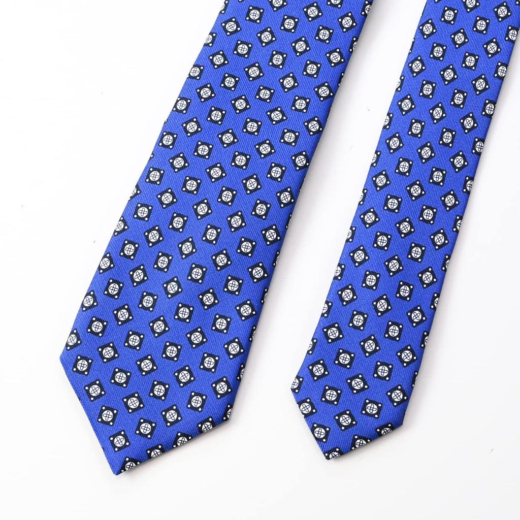 Day Dunhill Bright Blue 8cm Printed Made in Father's Gift Men's Tie, Wide, 100% Silk, Gasket, 23RPTP4G5436, Italy.