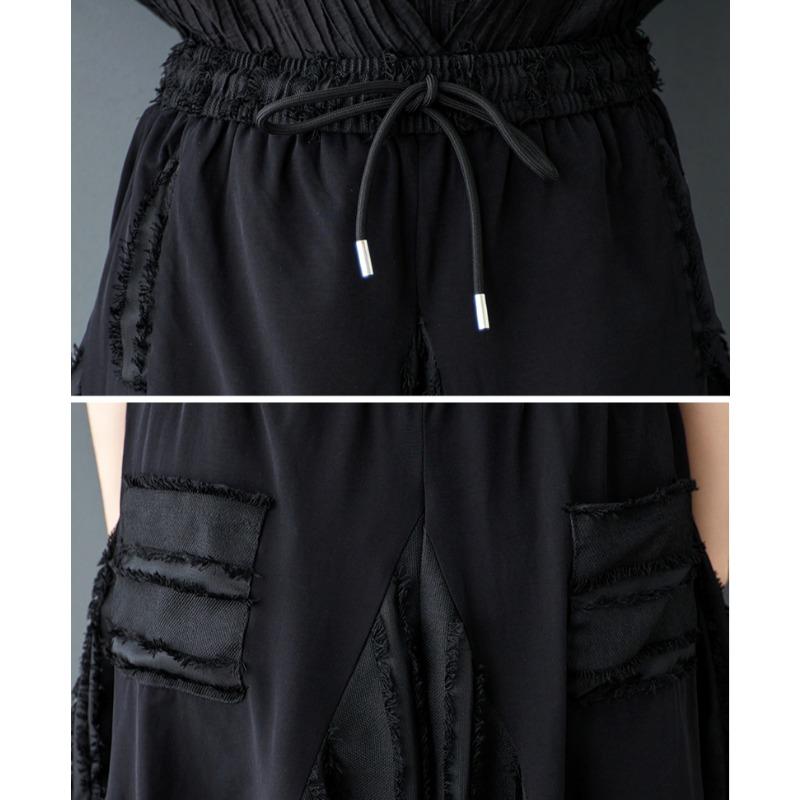 DIMANAF Summer Plus Size Women Casual Wide Leg Pants High Waist Basic Elastic Black Pants Stripe Loose Vintage Harem Pants