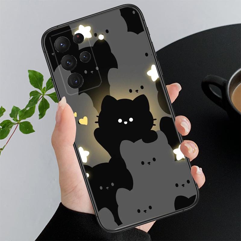 Phone Case For Samsung A55 A16 A56 A36 A35 A15 A53 A54 A33 A34 A25 A05S A52 A52S A14 A26 A71 Cartoon Black Cats