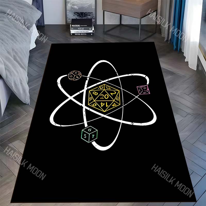 

Atomic orbits polyhedral dice central motif Carpet for Living Room Bedroom Sofa Home Decor Rus Non-slip Floor Mat Luxury Gift 40x60cm