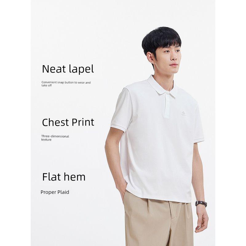 

Mori Cotton | Senma Мужская футболка-поло для бизнеса из чистого хлопка с коротким рукавом, летний трикотаж, лацкан, универсальный верх, рабочая одежда Shallow camel 50025 165/84A/S