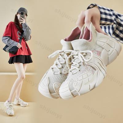 2026 New Women's Shoes Non Slip Hard Wearing Casual Shoes Fly Weave Lace Up Platforms Sneakers Comfortable Vulcanize Shoes