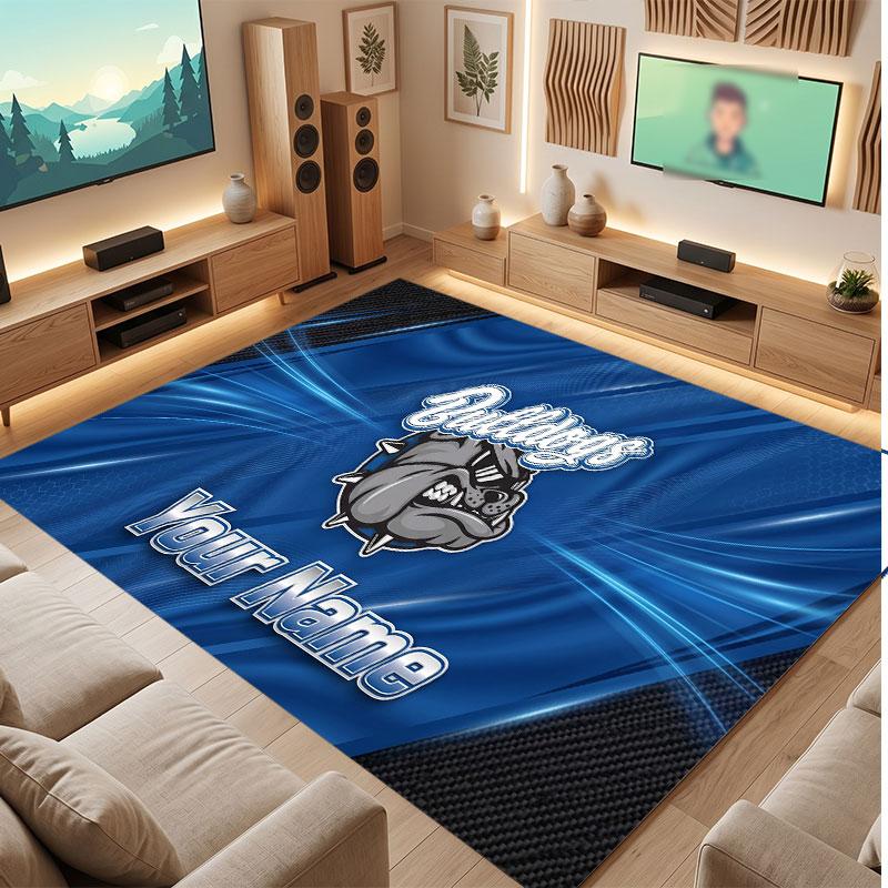 Canterbury-Bankstown Bulldogs Personalized Crystal Velvet Carpet, Customized Name Text Soft Anti‑Slip Rug for Living Room Bedroom