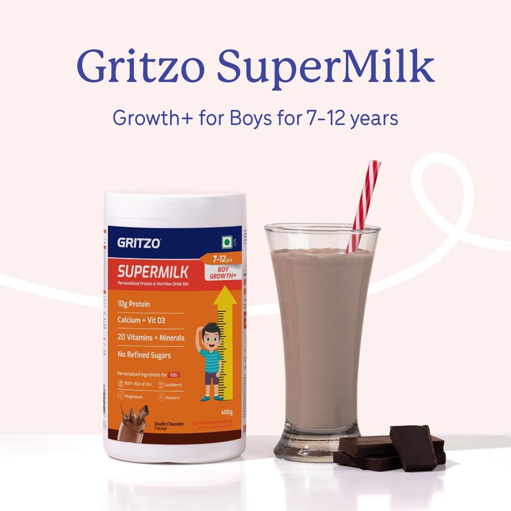 Gritzo SuperMilk Growth+ (7-12y Boy), Double Chocolate, 400g