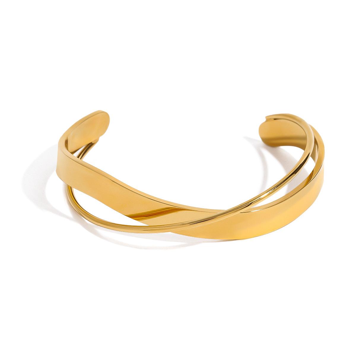 

Yori Минималистичный Нержавеющая Сталь Металл Неправильной Формы 18K Золотое PVD Браслет Манжета Отличительные Украшения Оптом 2025 золотистый