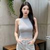 Summer new pure desire wind strip semi-turtleneck knitted vest women's waist and thin design versatile top