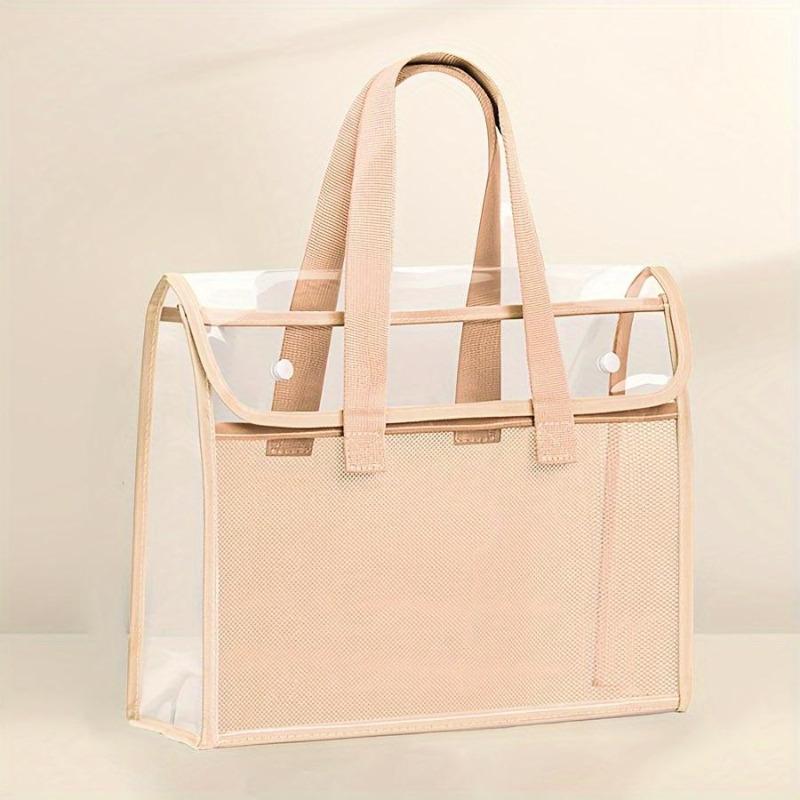 Large Capacity Portable Transparent Waterproof Hand-held Folder Self-adhesive File Pocket Office Supplies Storage File Bag