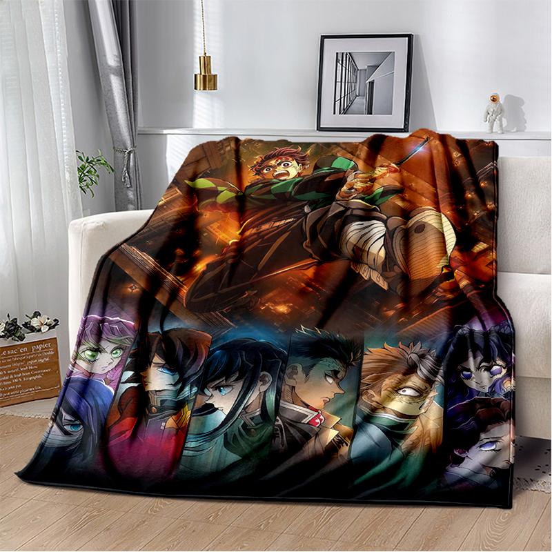 30 Style Demon S-Slayer Cartoon  Kamado Nezuko Anime Blanket,Soft Throw Blanket for Home Bedroom Bed Sofa Travel Office Kids