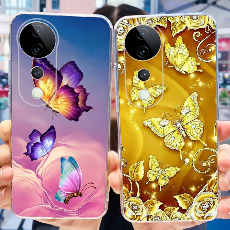 For Vivo V40 / V40 SE / V30 / V30 PRO / V30 Lite Back Cover Case Soft Clear Silicone Shockproof Protection Funda Women Fashion