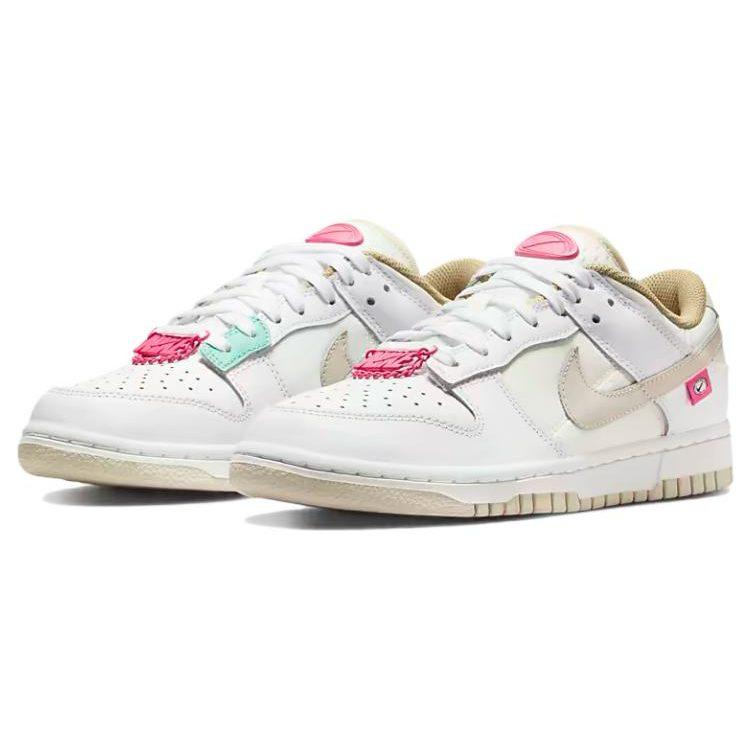 Nike Dunk Street Dance Collection Textile, Split Cow Leather Classic Low top Skateboard Shoes Women's White Pink DX6060-121