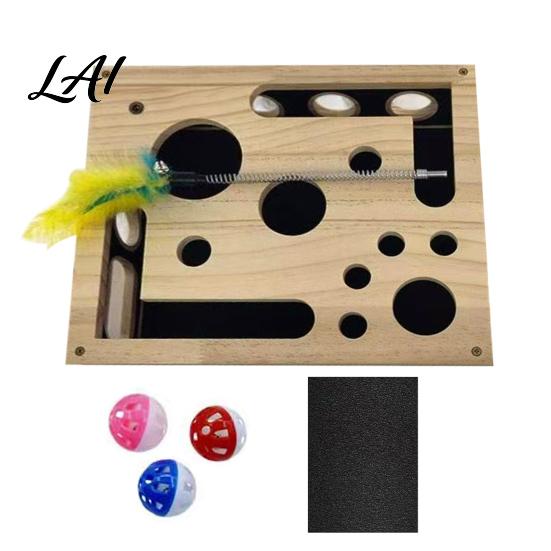 Katzen Nagelpflege Spielzeug Feilenbox Holz Anreicherung Box Puzzle Spielzeug Interaktiver Kratzbaum Mentale Stimulation Enthält Schleifpapier für die Pflege von Hauskatzen