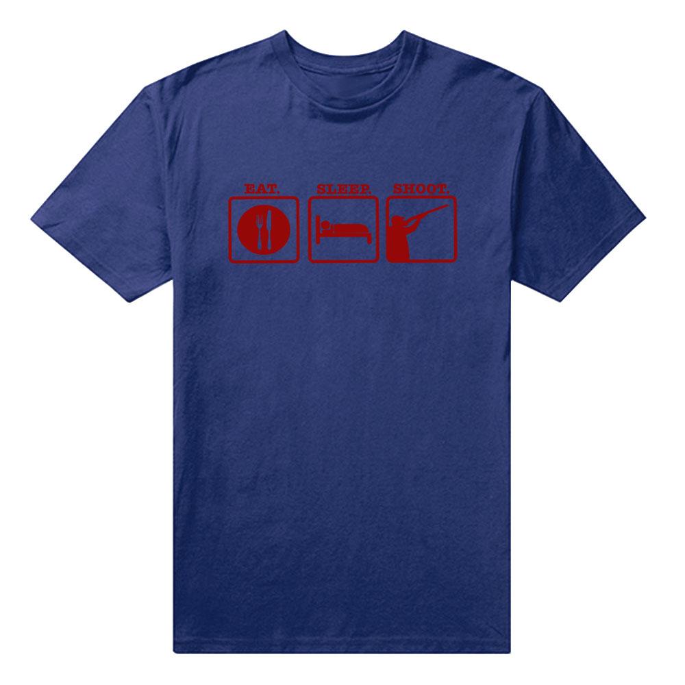 Eat Sleep Shoot TSHIRT Hunting Skeet Shooting Gun Funny Unisex Graphic Fashion New Cotton Short Sleeve T Shirts ONeck Harajuku