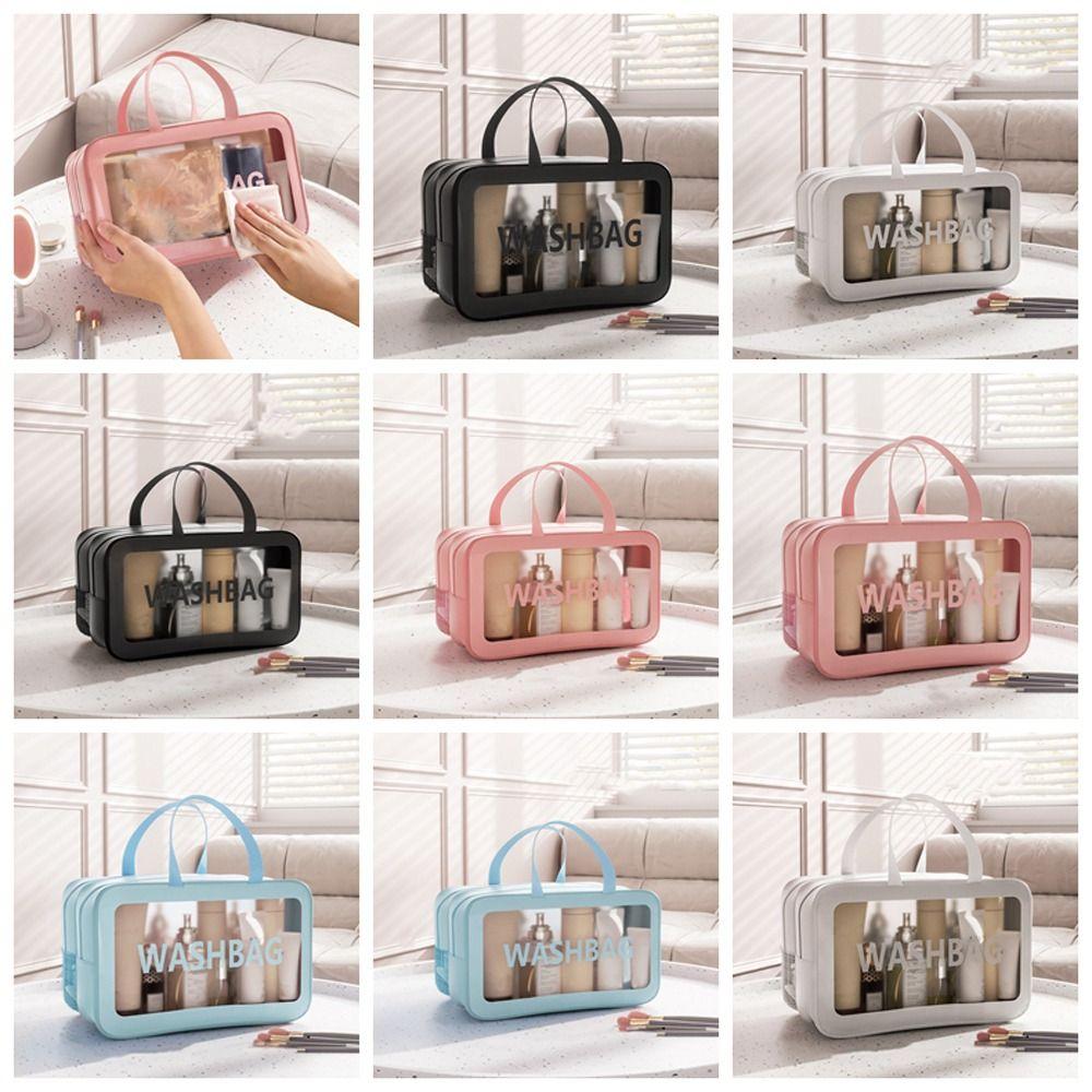 

Zipper Dry Wet Separation Cosmetic Bag PVC Transparent Travel Wash Bag Female/Male