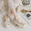 Lolita Shoes Women High Heels Pendant Lace Straps Bow Cute Girls Princess Tea Party Pumps Students Lovely Plus Size 34-48
