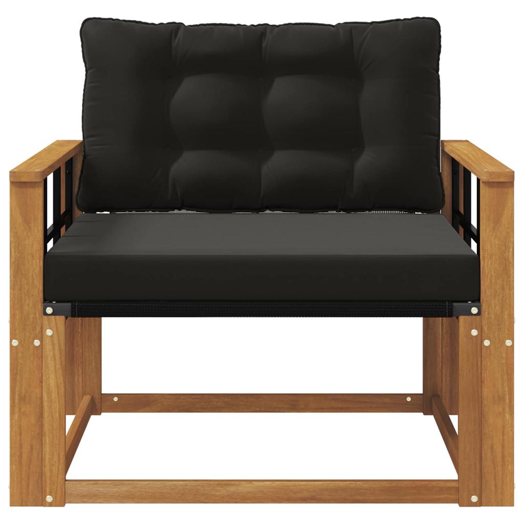 Outdoor Sofa Set Solid Acacia Wood and Textilene Natural