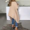 Women Tops High Collar Long Sleeve Solid Color Irregular Hem Pullover Tops Loose
