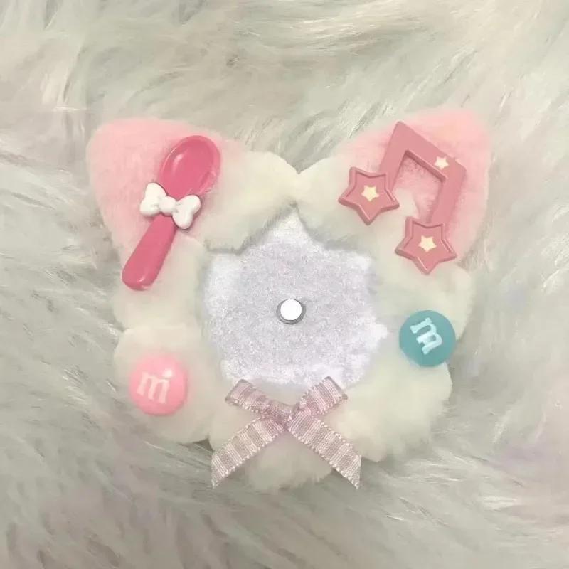 1 Piece Cute Fashion Badge Pin Holder Cartoon Kitten Ear Anime Kpop Badge Cover Case Student Portable Sweet Badge Storage Bag