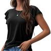 Women's Fashion Round Neck Ruffle Short Sleeve Color Casual T-Shirt