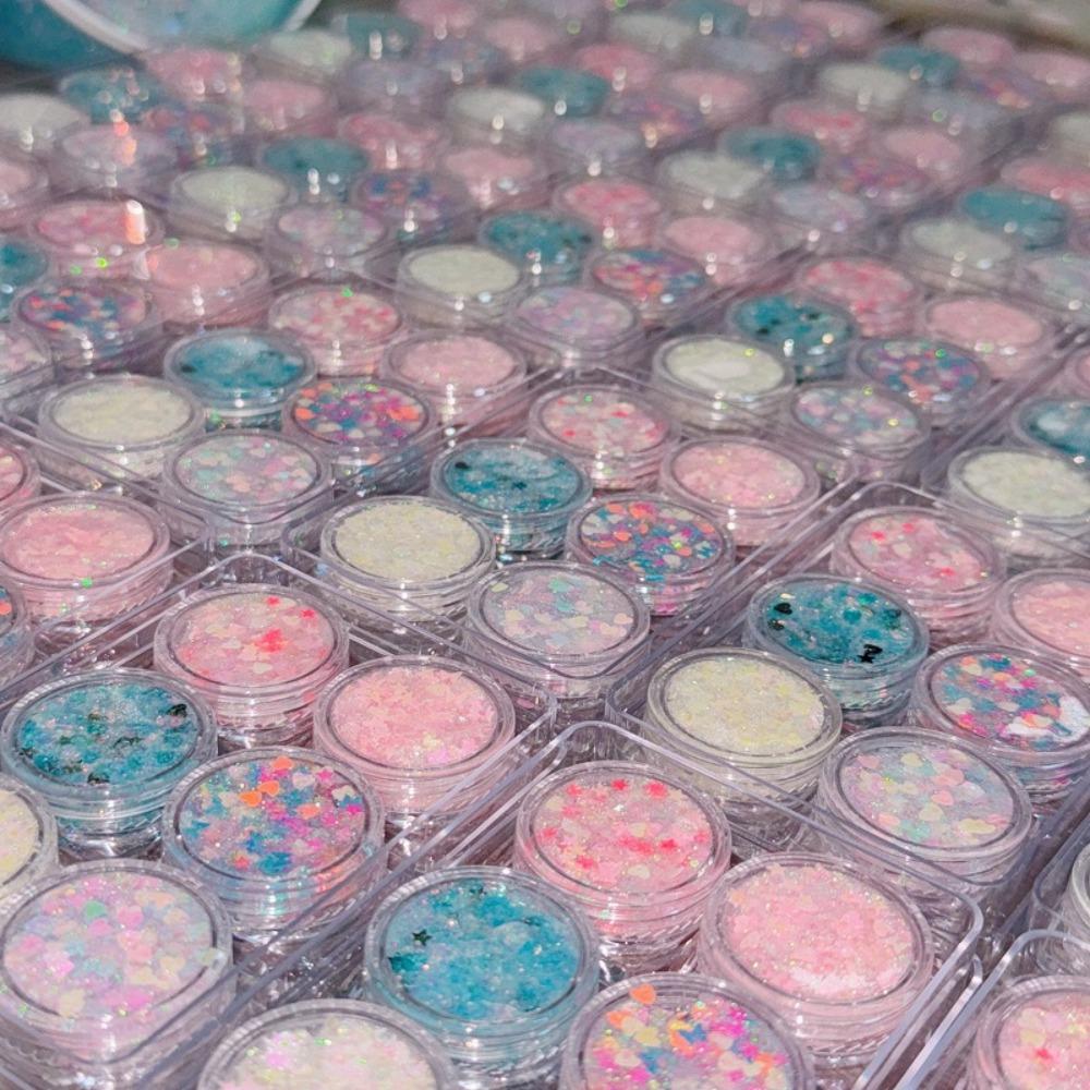 6Pcs/Set Heart Star Moon Sequins Body Nail Glitter Gel Sequin Gel Cream  Face Body Decorations