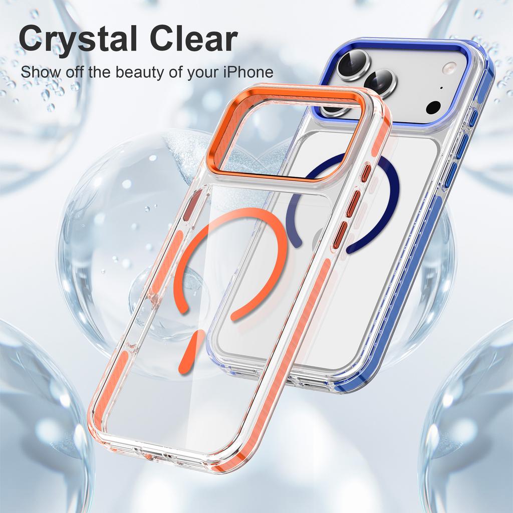 Für magnetische Saugkraft für iPhone17 Handyhülle 15 Vergilbungsresistent Transparent für Apple 16pro Airbag Handy-Schutzhülle