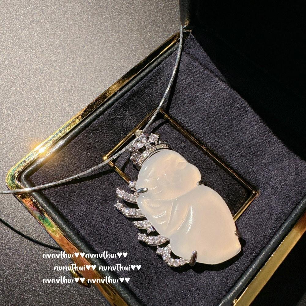 Lychee Frozen White Chalcedony Fairy Gem Necklace, New Chinese Style, Chalcedony Fritillary Perfume Bottle Zircon Necklace