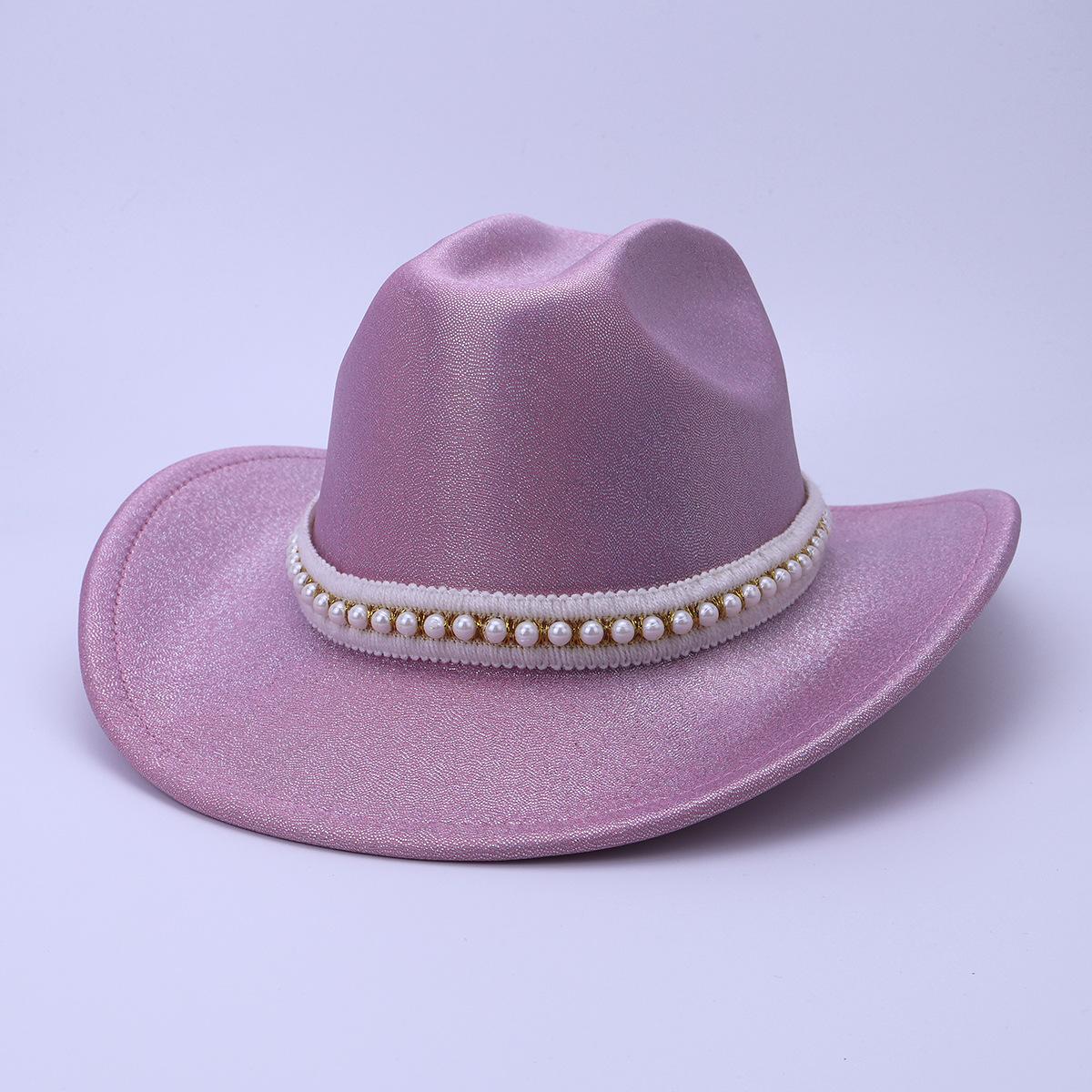 

Celebrity Light Luxury Hepburn Style Top Hat Retro British Big-Brimmed Jazz Hat Bright Western Cowboy Hat M（56-58cm） світло-фіолетового кольору