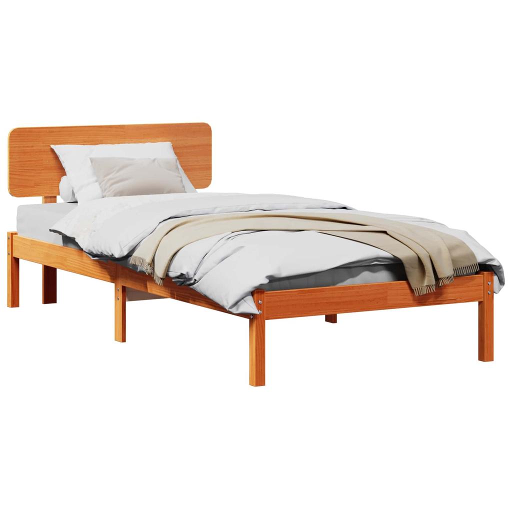 Bed Frame Wax Brown 90 x 200 cm Solid Pine Wood