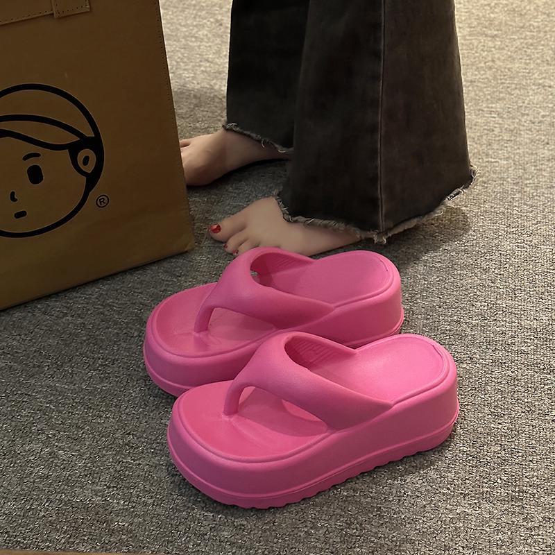 Women's EVA 7cm Thick-Soled Flip-Flops: Trendy, Height-Boosting, Soft & Non-Slip, Perfect for Summer Outdoors.