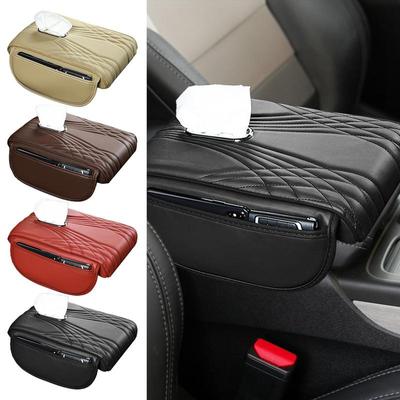 Coussin d'accoudoir de voiture étanche, housse de protection pour console centrale, coussin repose-coude avec poche de rangement et boîte à mouchoirs