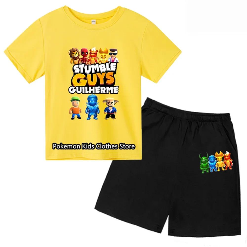 2025 New Stumble Guys TShirt Set Boys Cartoon Banana Casual Short Sleeve Tops Kids Girls Clothes Games T-Shirts Y2k Teen Tops