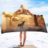 Sika Deer Ultra-Fine Fiber Beach Towel, Super Large Soft Beach Blanket, Absorbent Quick Drying Bath Towel, Swimming Pool Towel