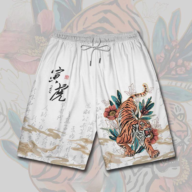 Tiger Muay Thai Boxing Kickboxing Training Shorts Print Quick Dry Martial Art Boxer Unisex Men Women Kid Fighting Fitness Sport Gym Workout