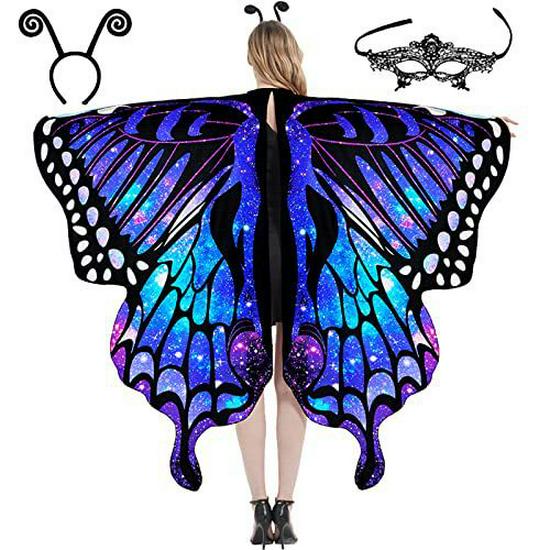 Rotating Butterfly Shawl: Halloween Belly Dance Gradient Wings Cloak