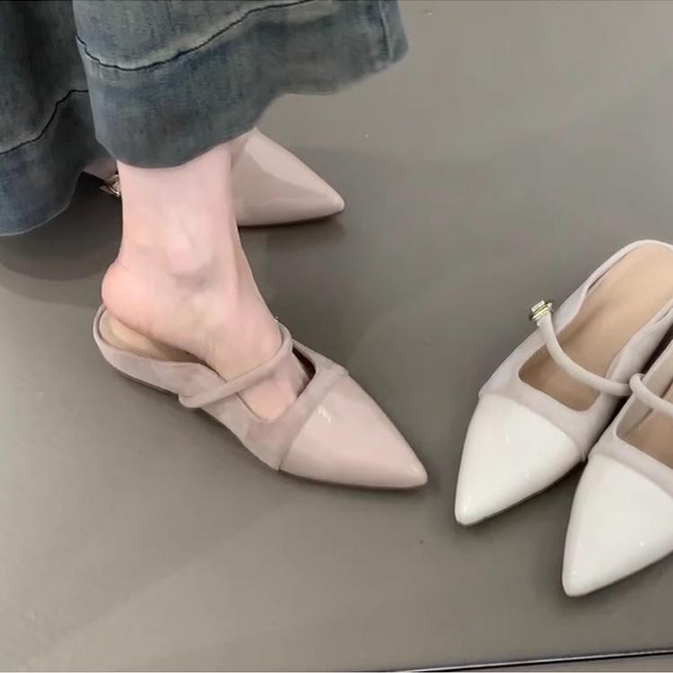 Fashion Shoes Shallow On A Wedge Cover Toe Ladies' Slippers Soft Pointed Slides Shoes On A Wedge Ladies' Slippers Shallow Pointed Toe So