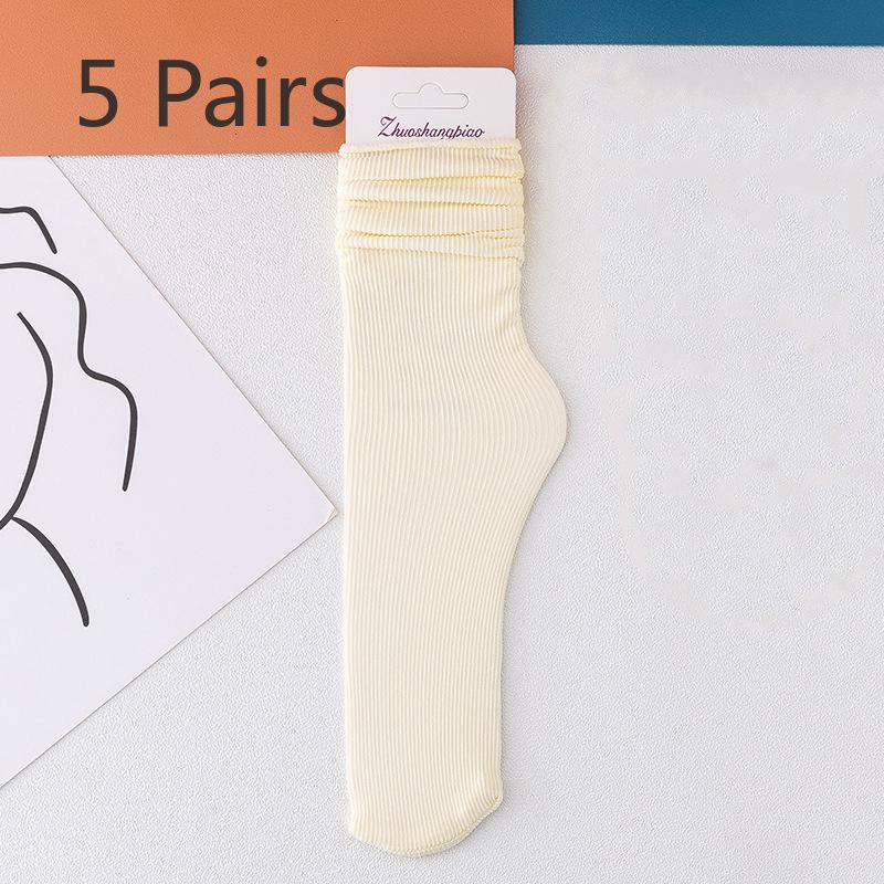 5 Pairs of Women's Summer Thin Breathable Academy Wind Tube Pile Socks