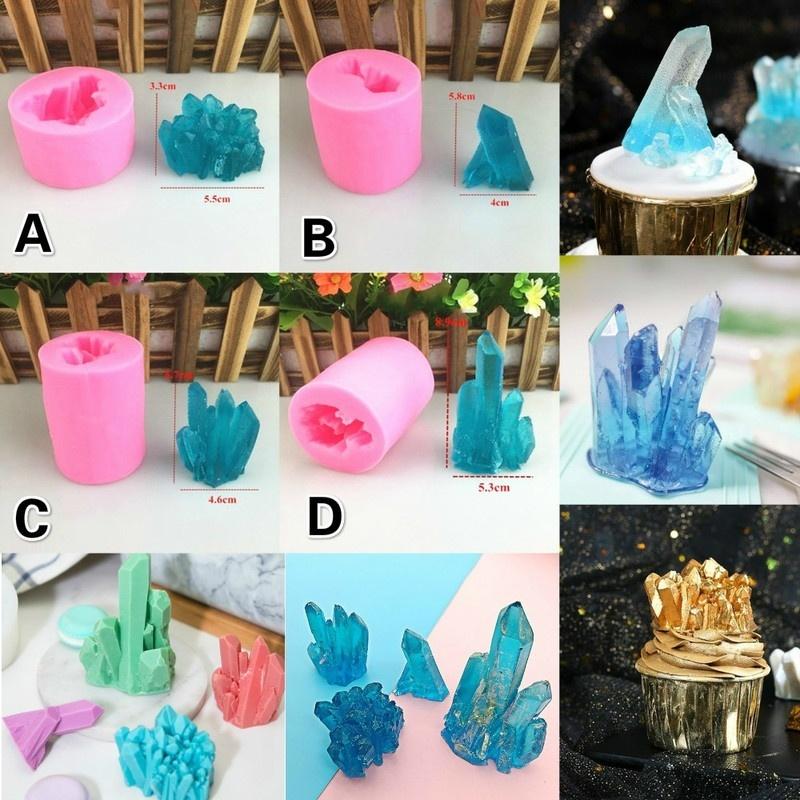 Silicone Fondant Molds Crystal Aroma Stone Mold 3D Iceberg Crystal Column DIY Tool