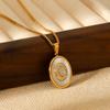 New 18K Gold Stainless Steel Diamond-Encrusted Necklace with White Shell, Non-Fading Versatile Necklace, Titanium Steel Jewelry