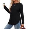 Women's Autumn New Loose Round Neck High and Low Curved Hem Top