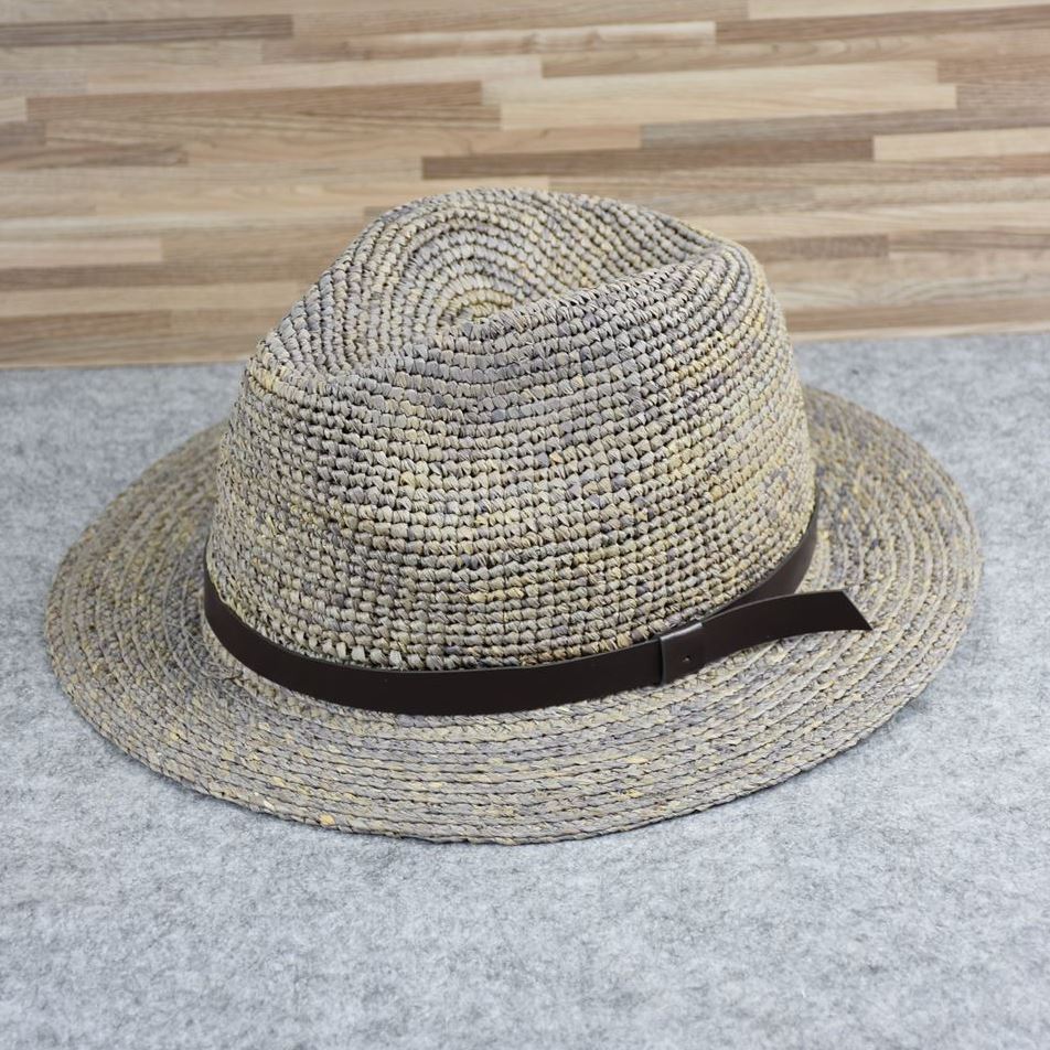 

Raffia Panama Straw Hat for Men, Big Size 57-63cm Wide Brim Sun Cap, Summer Beach UV Protection Hat 57cm серый