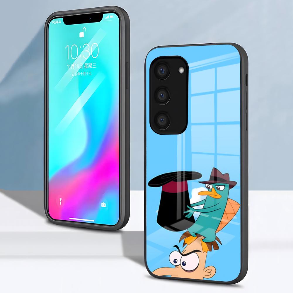 P-Perry The P-Platypus Phone Case For Samsung S26 S25 S24 FE S23 S22 S21 Plus S20 Ultra Note20Ultra Black Glass Cover